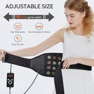 UTK Heat Waist Wrap Back Pain 20Natural Gemstones Therapy Control Timer Belt EUC